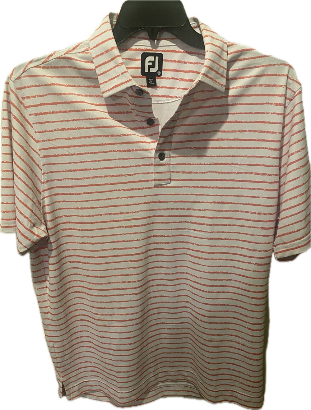 FootJoy Chalk Line Print Performance Golf Polo Shirt Men's Size 2XL White Coral